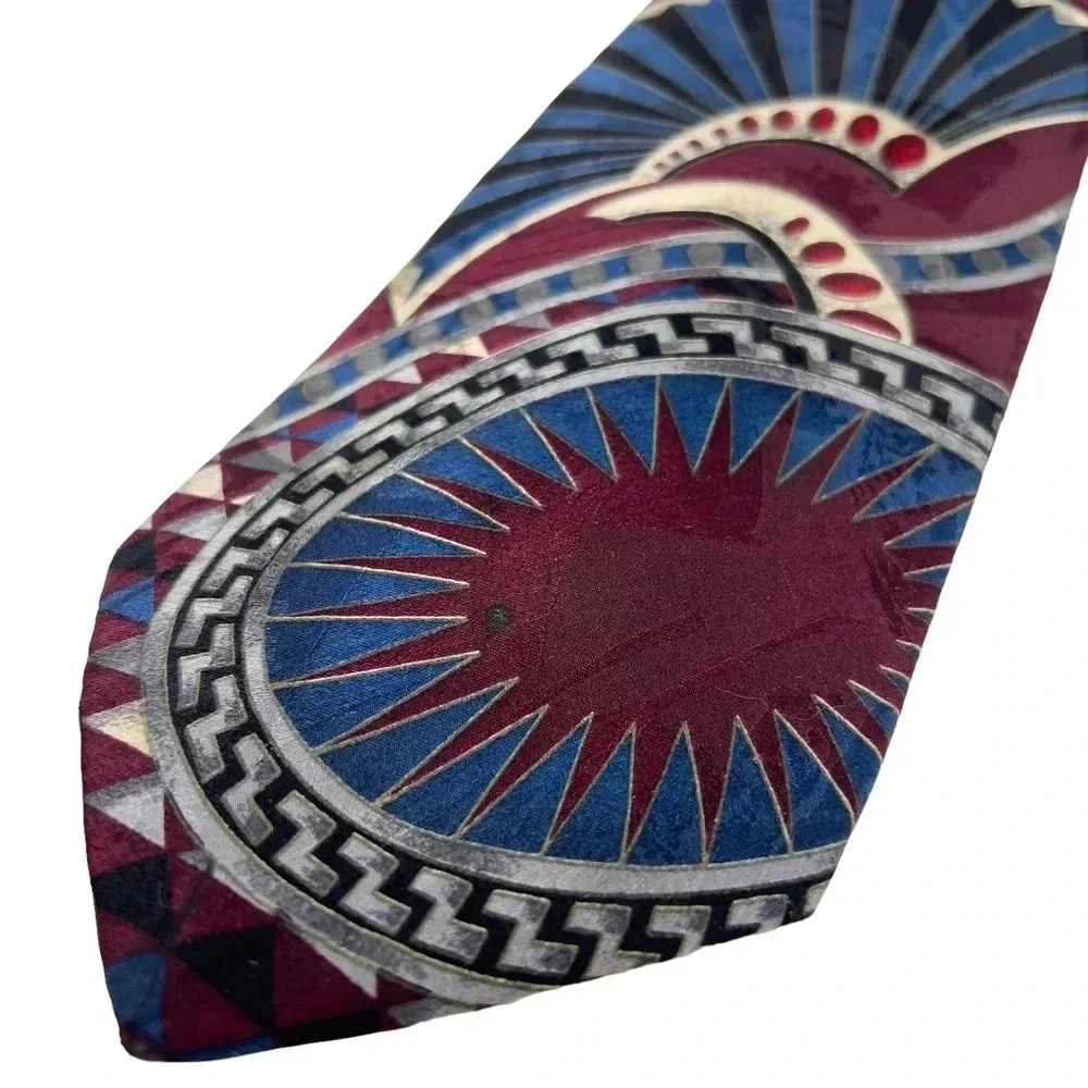 Vintage GIVENCHY Monsieur Silk Tie 90s Abstract Geometric Art Deco Necktie